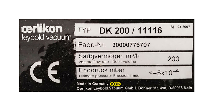 Bơm hút chân không LEYBOLD DK SERIES DK200 3