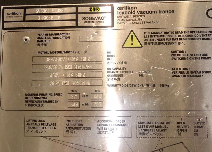 BƠM HÚT CHÂN KHÔNG LEYBOLD SOGEVAC SV630B 3