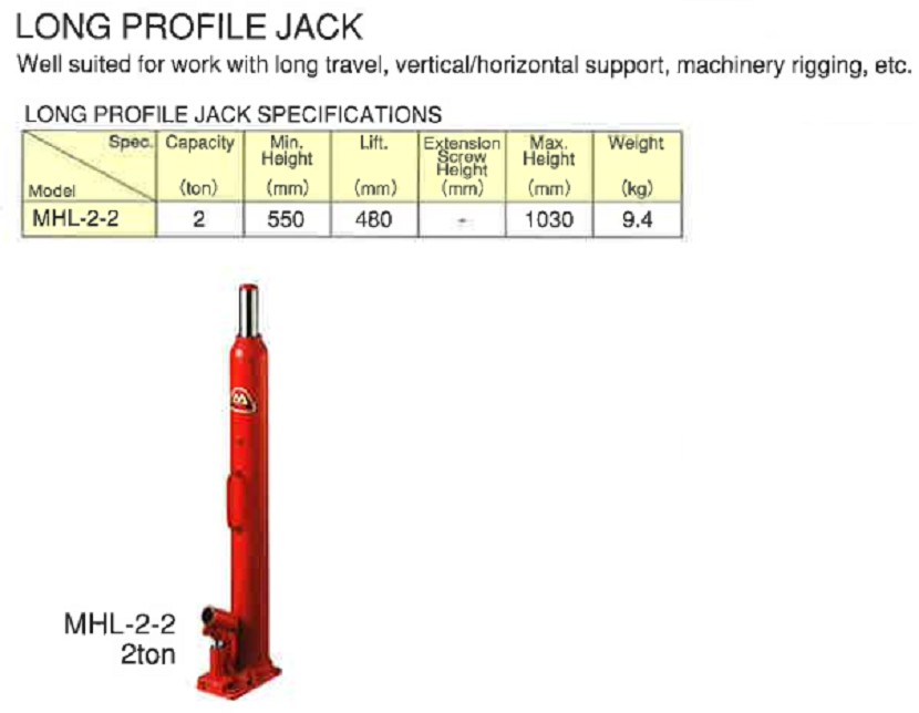 KÍCH THỦY LỰC DÀI MASADA 2 TẤN MHL-2-2
