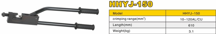 Thông số kỹ thuật kìm bấm cos cơ 10-120 mm2 TLP HHYJ-150