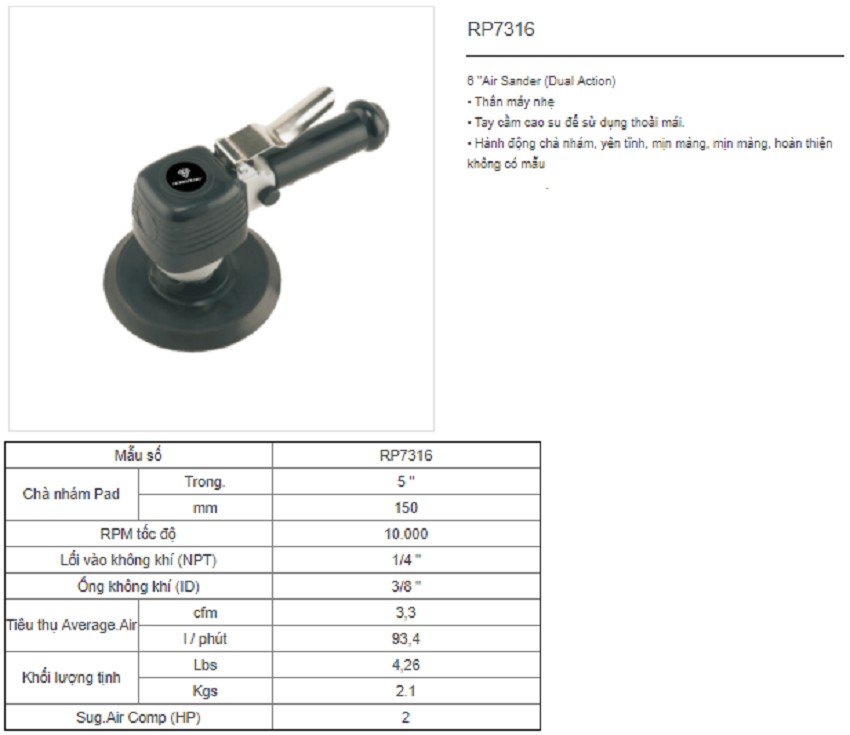 Máy chà nhám khí nén 5 inch RONGPENG RP7316 1