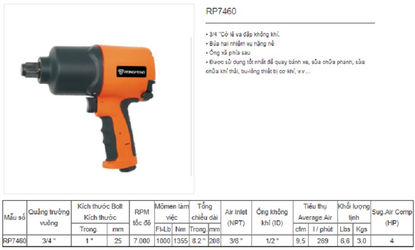 Súng vặn bu lông 3/4 inch RONGPENG RP7460 1