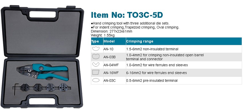 Bộ kìm bấm cos tay Zupper T03C-5D 0