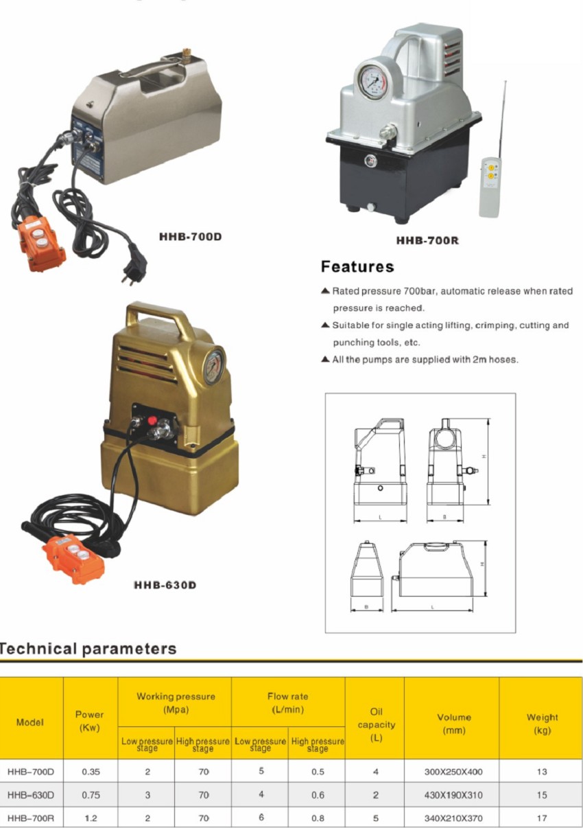 Bơm điện thủy lực 4 lít dầu TLP HHB-700D 1