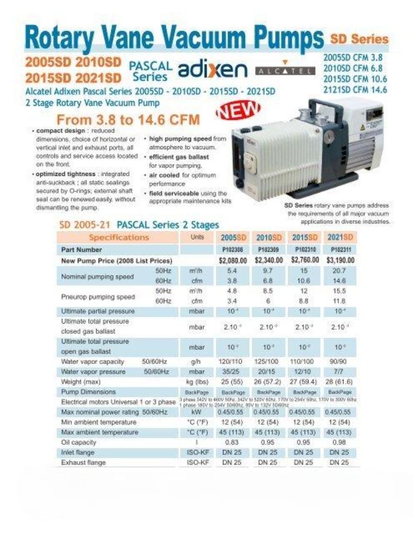 Bơm hút chân không ALCATEL ADIXEN 2010SD 5