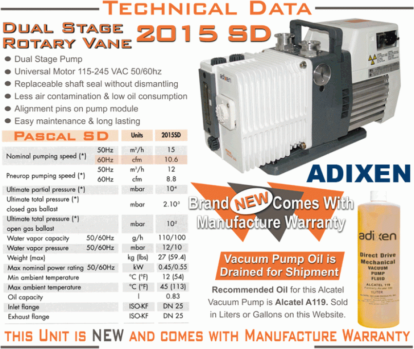 Bơm hút chân không ALCATEL ADIXEN 2015SD 3