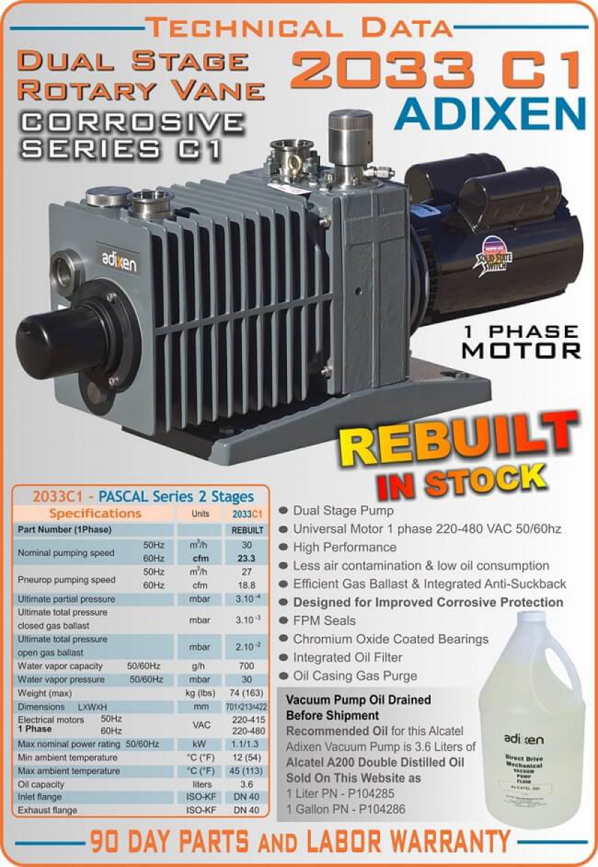 Bơm hút chân không ALCATEL ADIXEN 2033C1 2