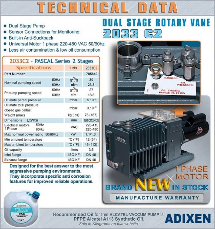 Bơm hút chân không ALCATEL ADIXEN 2033C2 3