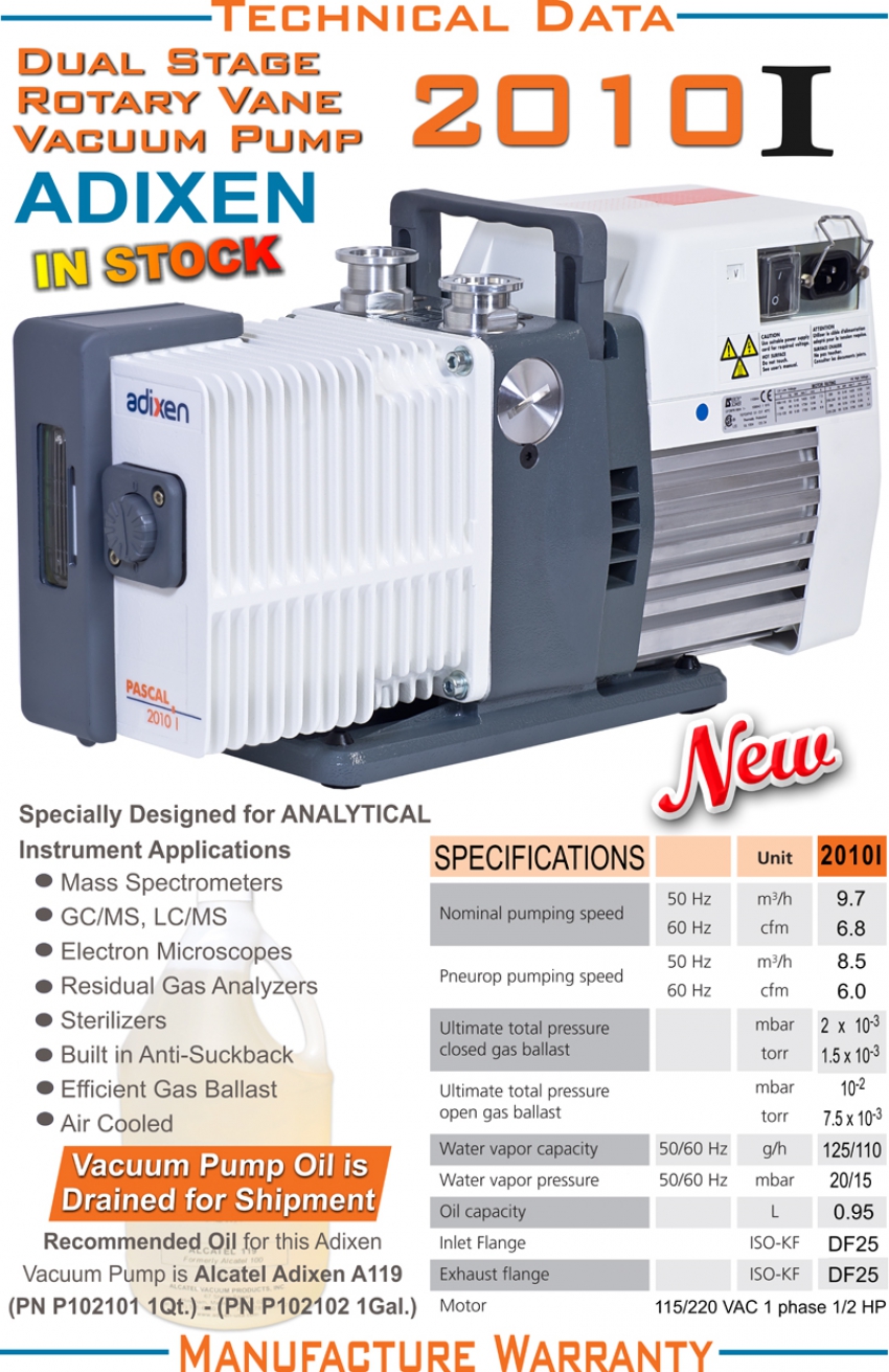 Bơm hút chân không ALCATEL ADIXEN ANALYTICAL 2010I 2
