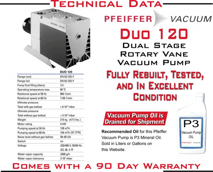 Bơm hút chân không PFEIFFER BALZERS DUO 120 2
