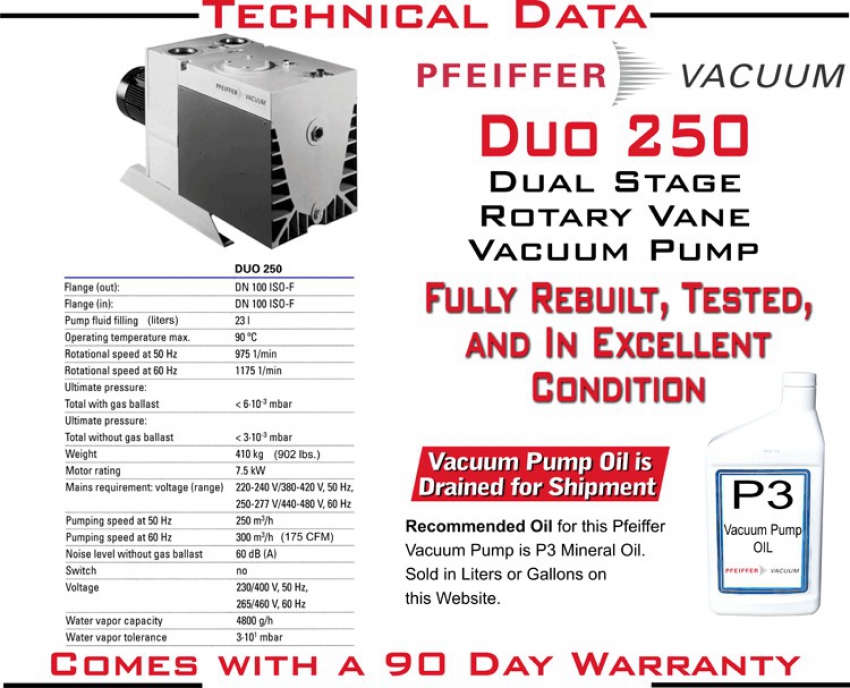 Bơm hút chân không PFEIFFER BALZERS DUO 250 2