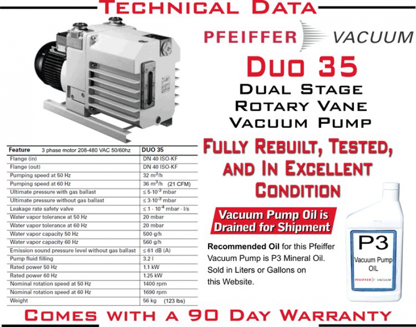 Bơm hút chân không PFEIFFER BALZERS DUO 35 3