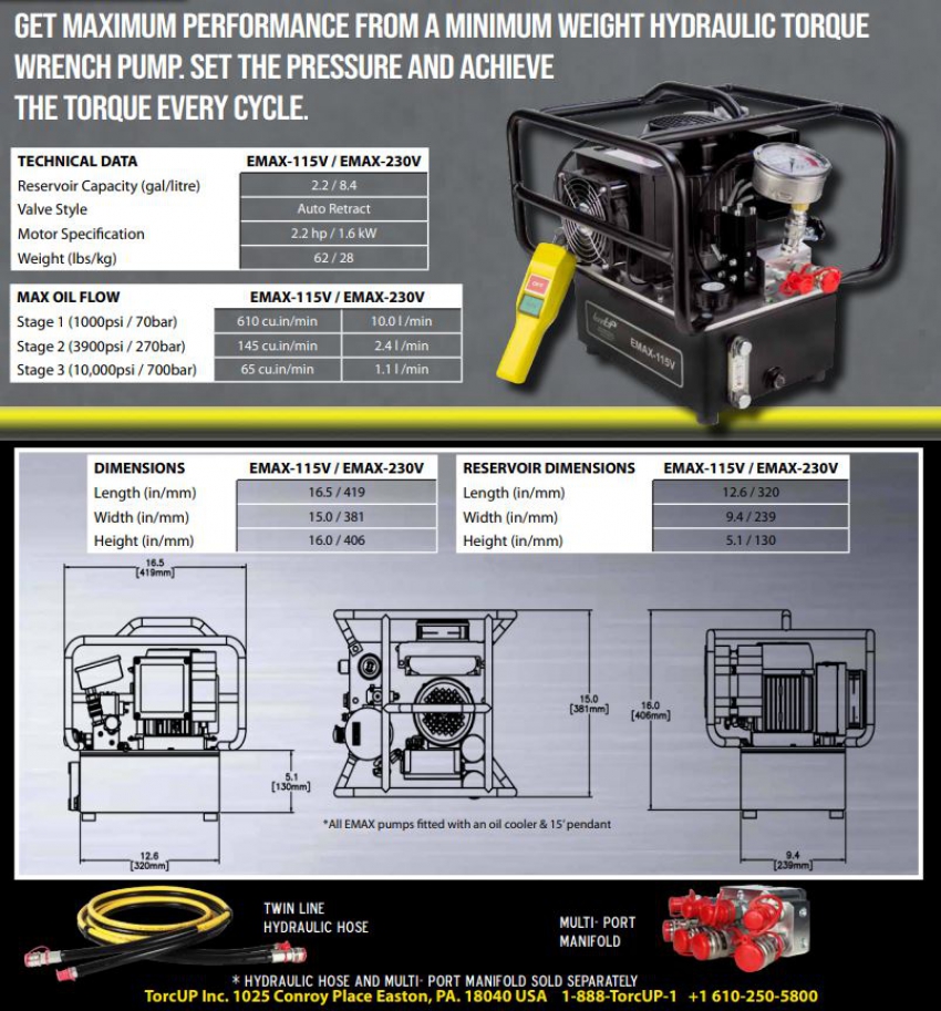 Bơm khí nén cho cờ lê thủy lực TorcUP AP1000 0