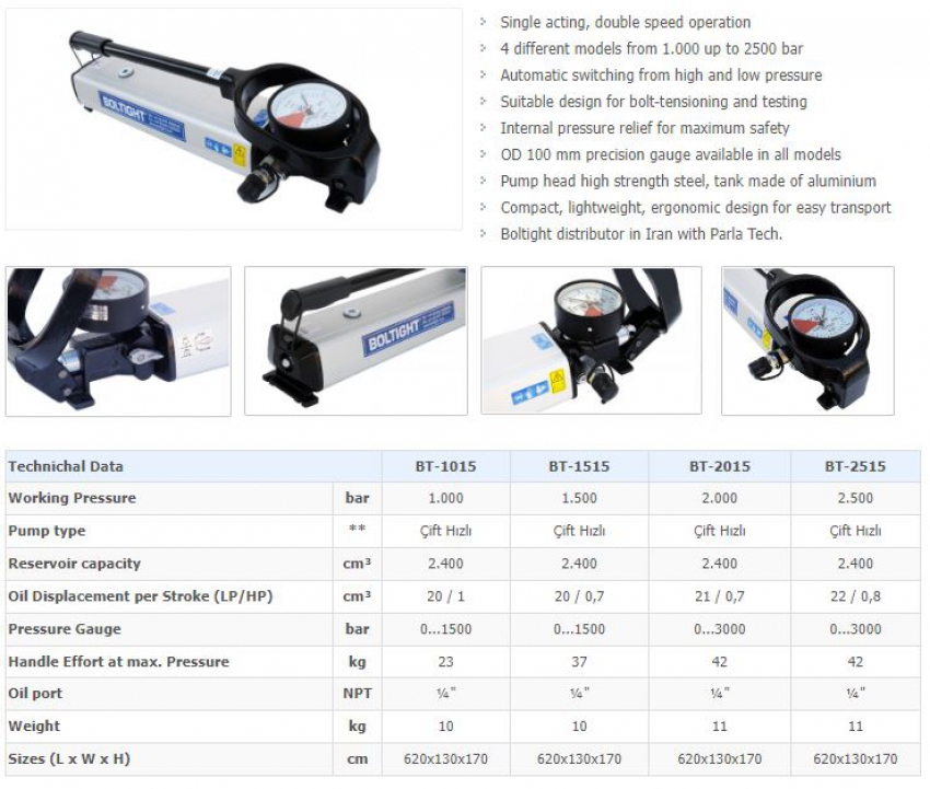Bơm tay căng bulong thủy lực Boltight BT-1515 4