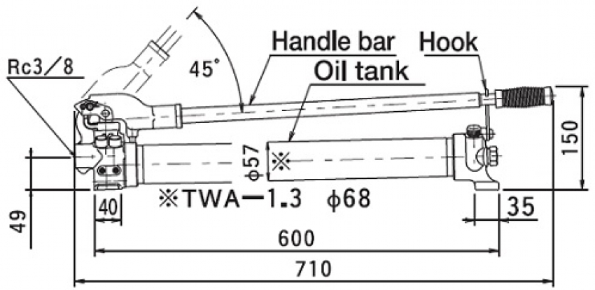 Bơm tay thủy lực 0.9 lít, 1000 bar OSAKA TWAX-0.9 1