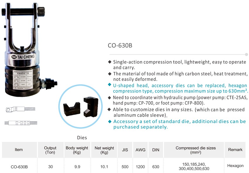 Cặp khuôn cho đầu bấm cos thủy lực TAC CO-630B 1