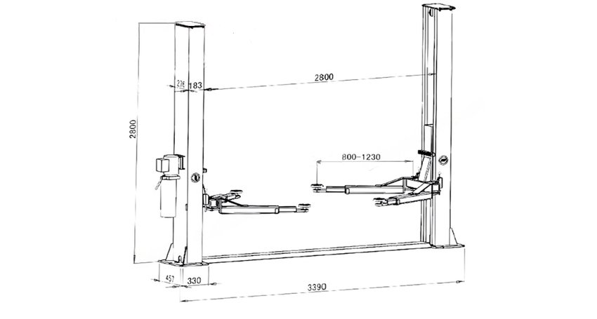 Cầu nâng 2 trụ giằng dưới KONIA K-4000A 5
