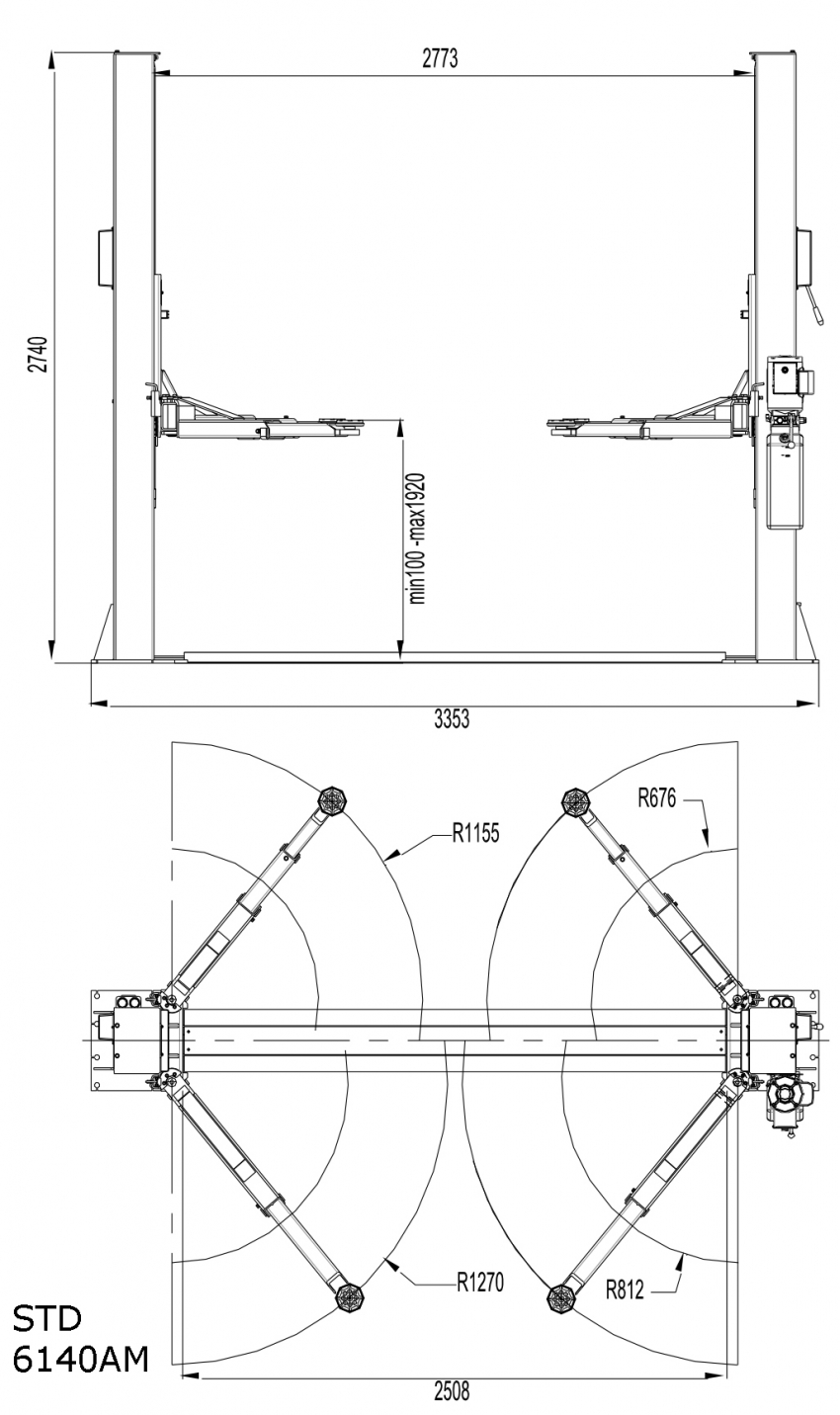 Cầu nâng 2 trụ giằng dưới Titano STD-6140AM 0