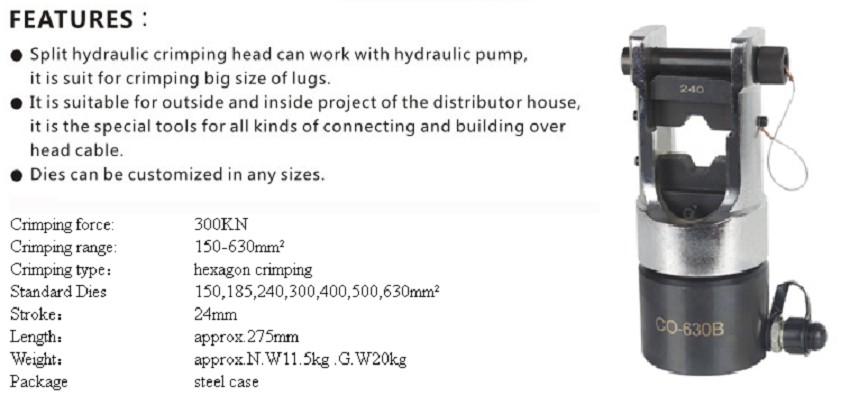 Đầu bấm cos thủy lực TAC CO-630B kèm 7 cặp khuôn 0