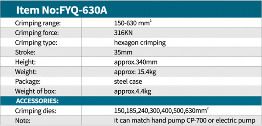 Đầu bấm cos thủy lực Zupper FYQ-630A 0