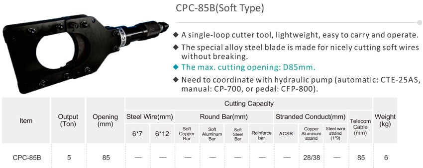 Đầu cắt cáp thủy lực 4.5 tấn TAC CPC-85B 1