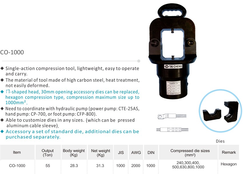 Đầu ép cos thủy lực TAT CO-1000 0
