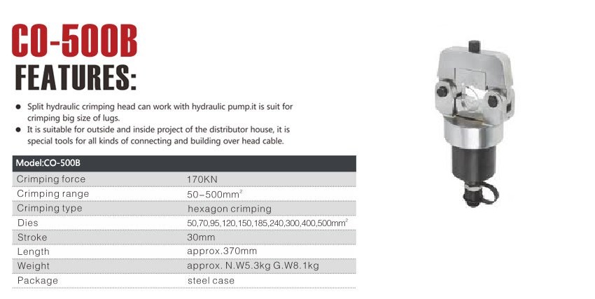 Đầu ép cos thủy lực TAT CO-500B 0