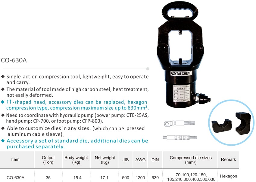 Đầu ép cos thủy lực TAT CO-630A 0