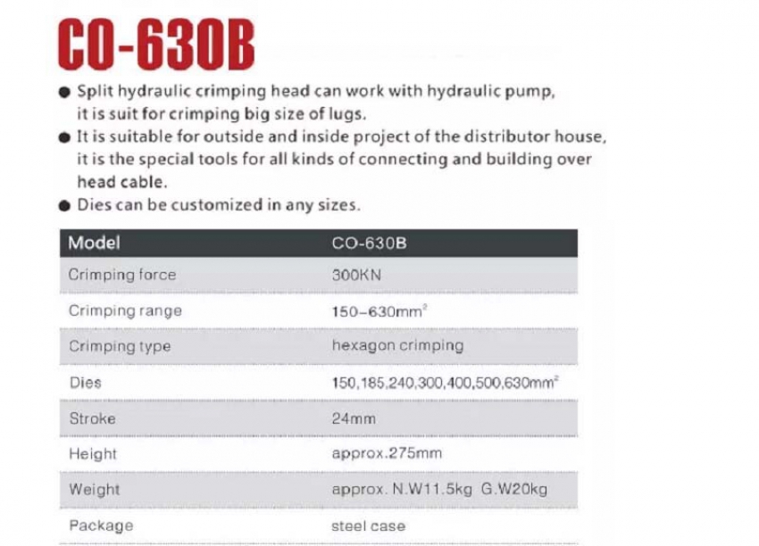 Đầu ép cos thủy lực TAT CO-630B 0