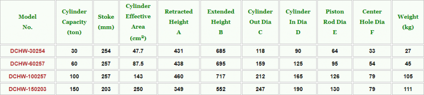 Kích thủy lực rỗng 100 tấn, 257mm TONNERS DCHW-100257 2