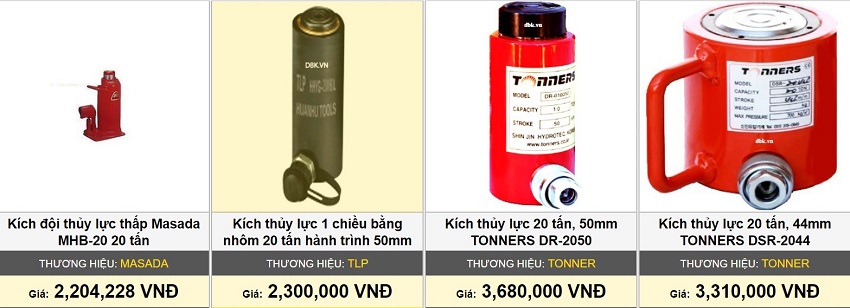 Thông tin về giá của kích thủy lực 20 tấn tại DBK Việt Nam