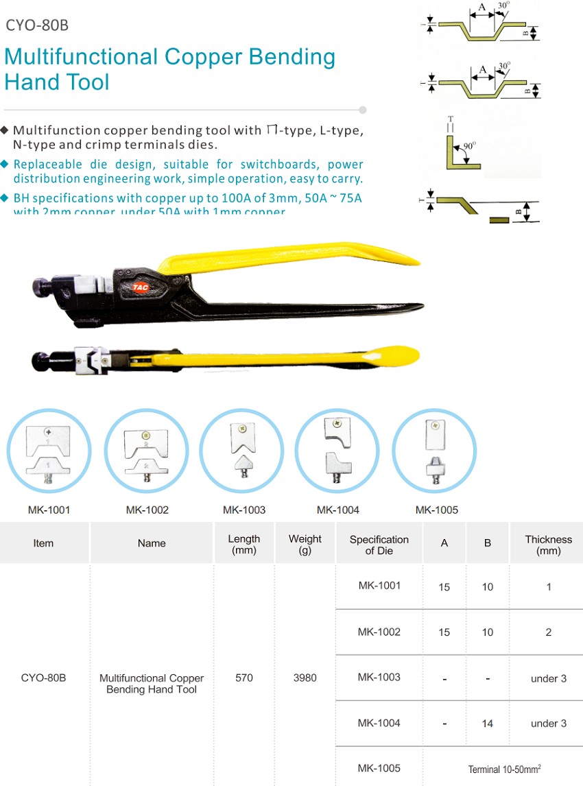 Kìm bấm cos đa năng 10-50 mm2 TAC CYO-80B 2