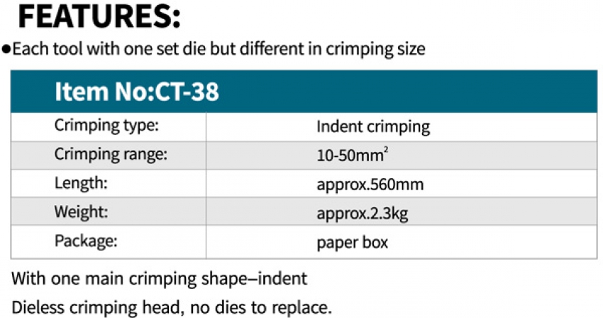 Kìm bấm cos tay Zupper CT-38 1