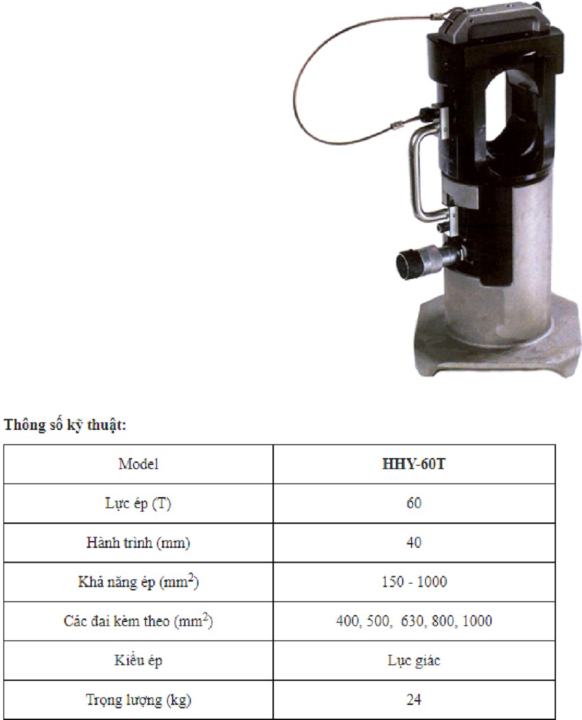 Kìm bấm cos thủy lực 1000 mm2 60 tấn TLP HHY-60TF 4