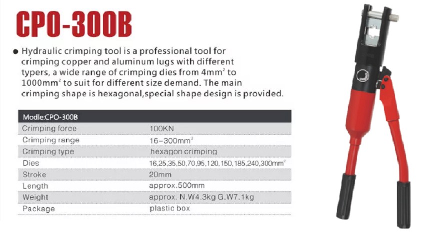 Kìm bấm cos thủy lực TAT CPO-300B 1