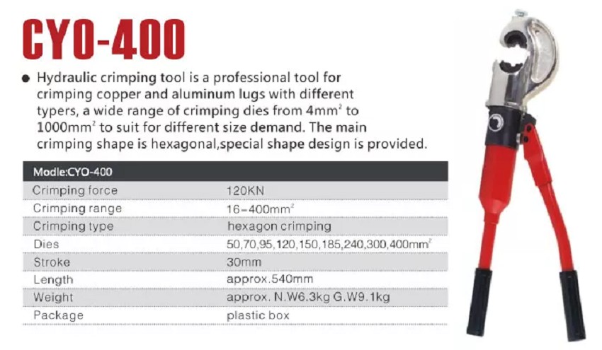 Kìm bấm cos thủy lực TAT CYO-400 0