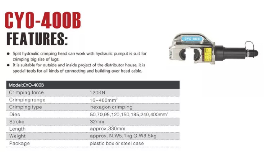 Kìm bấm cos thủy lực TAT CYO-400B 1