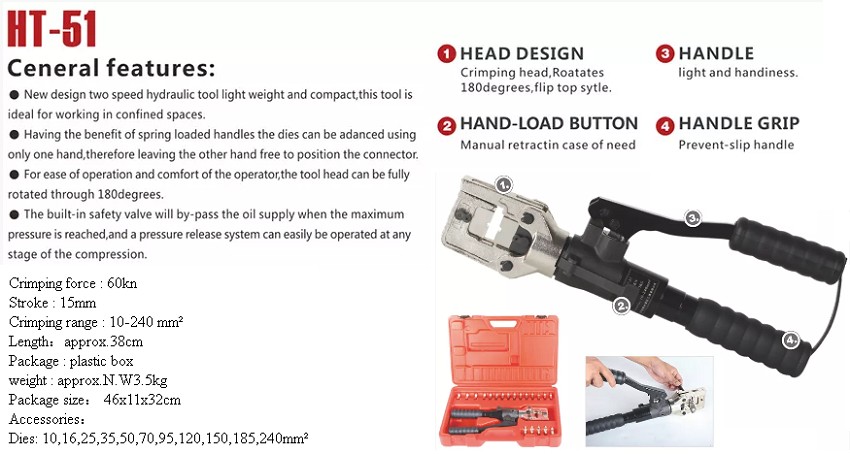 Kìm bấm cos thủy lực TAT HT-51 0