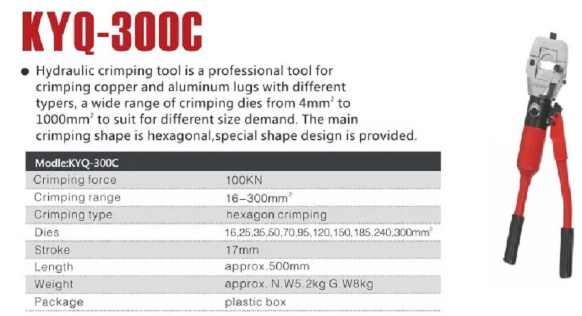 Kìm bấm cos thủy lực TAT KYQ-300C 0