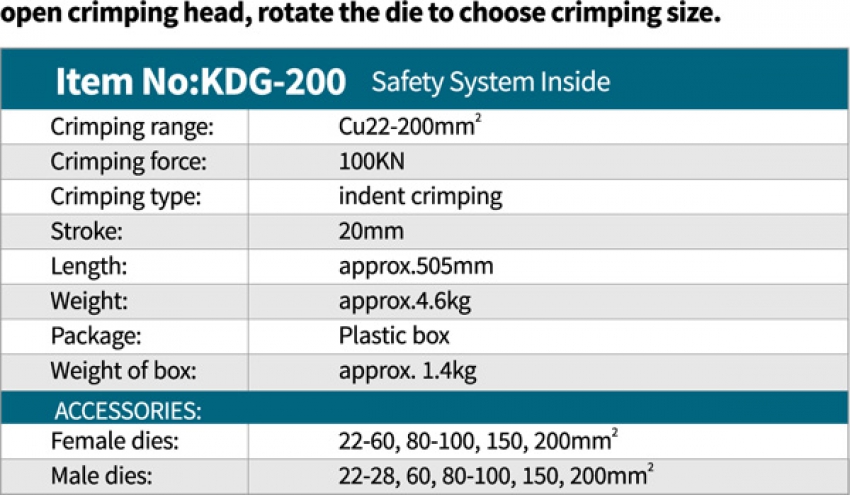 Kìm bấm cos thủy lực Zupper KDG-200 2