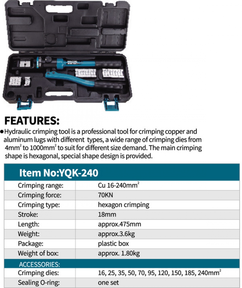 Kìm bấm cos thủy lực Zupper YYQ-240 0