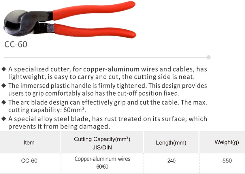 Kìm cắt cáp đồng-nhôm 60 mm2 TAC CC-60 1