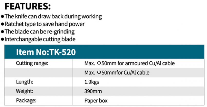 Kìm cắt cáp Zupper TK-520 2
