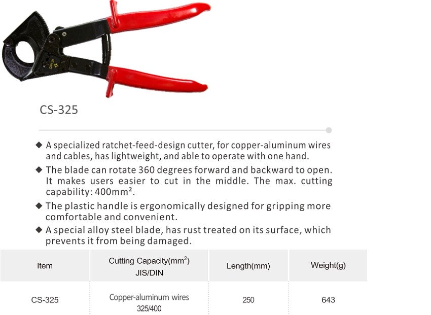 Kìm cộng lực cắt cáp đồng-nhôm 300 mm2 TAC CS-325 7