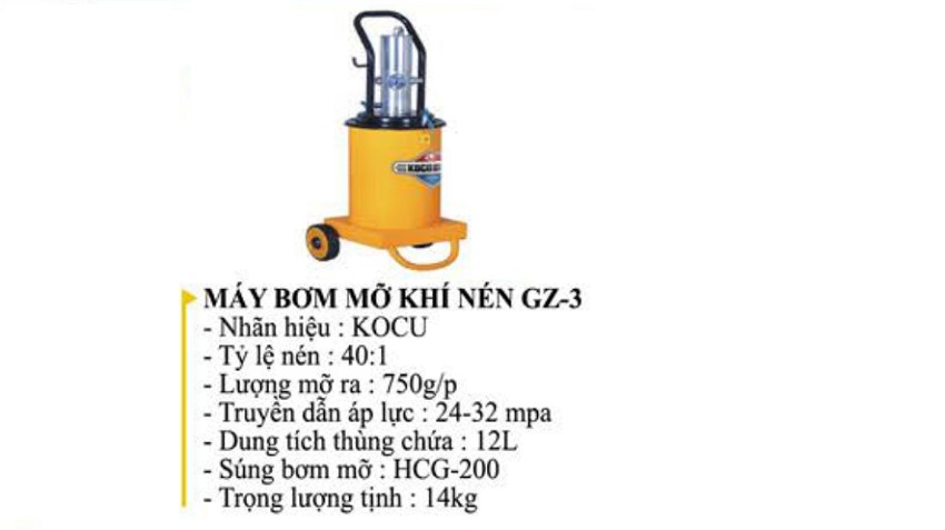 Máy bơm mỡ khí nén 12L KOCU GZ-3 3
