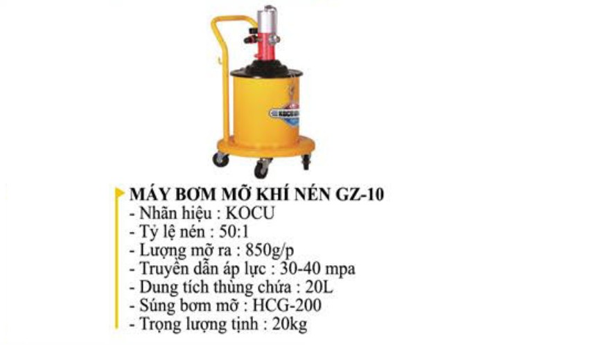 Máy bơm mỡ khí nén 20L KOCU GZ-10 3