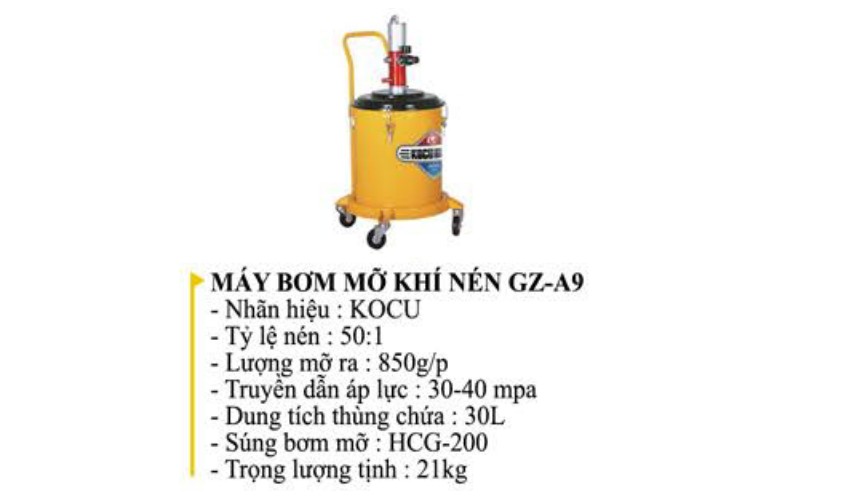 Máy bơm mỡ khí nén 30L KOCU GZ-A9 3