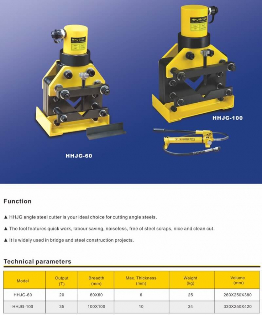 Thông số kỹ thuật của máy cắt thép V thủy lực 55 tấn TLP HHJG-100