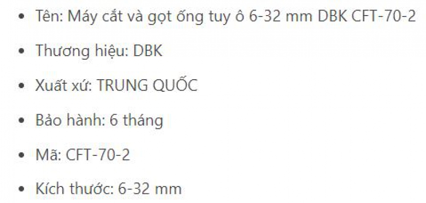 Máy cắt và gọt ống tuy ô 6-32 mm DBK CFT-70-2 3