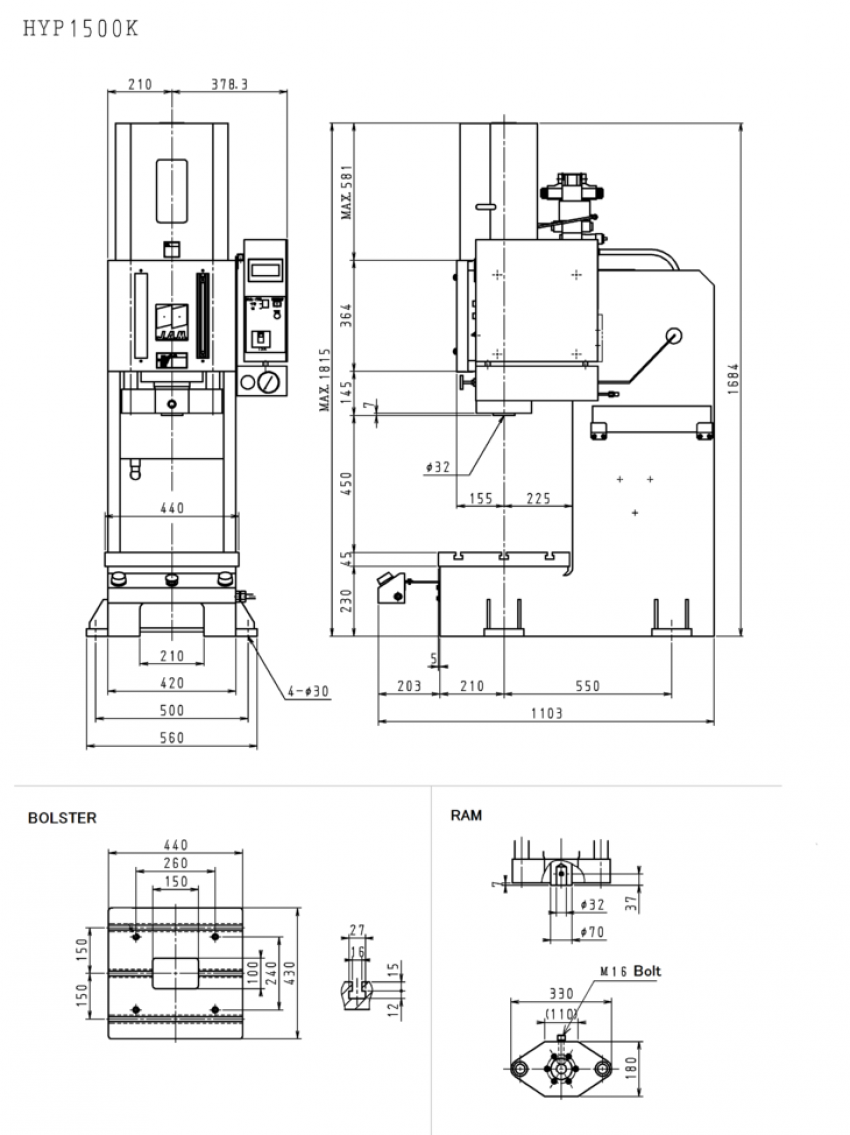 Máy ép thủy lực 15 tấn HYP1500K 1
